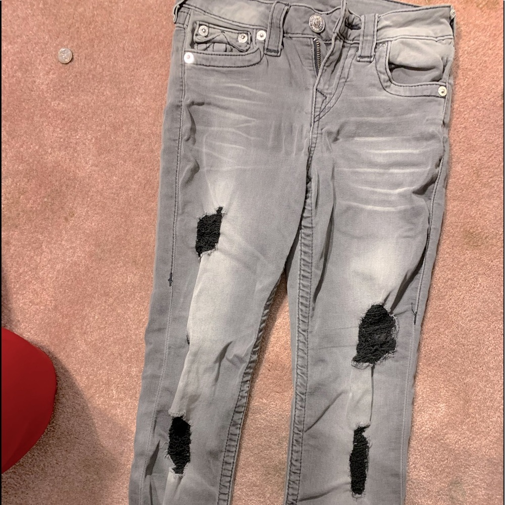 True Religion || Grey Ripped Jeans
